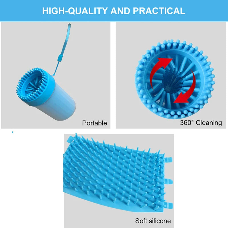 Portable Dog Paw Cleaner Cup Brush 2 in 1 Safe Soft Silicone Pet Claw Foot Washer Efficient Cleaning Tools Outdoors